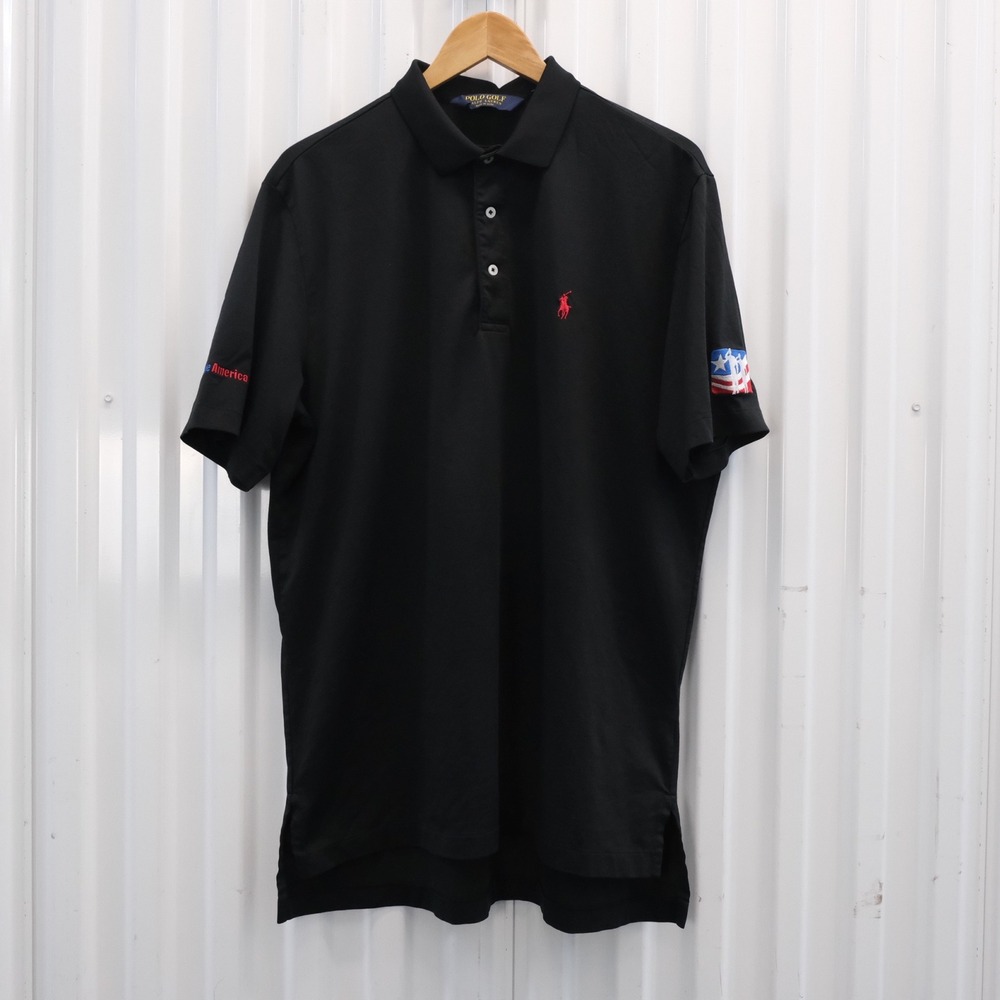 Polo Golf Ralph Lauren Mens Black Short Sleeve Polo Shirt Size L Coca Cola Delta